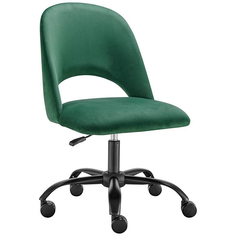 Image 2 Alby Green Velvet Adjustable Swivel Office Chair