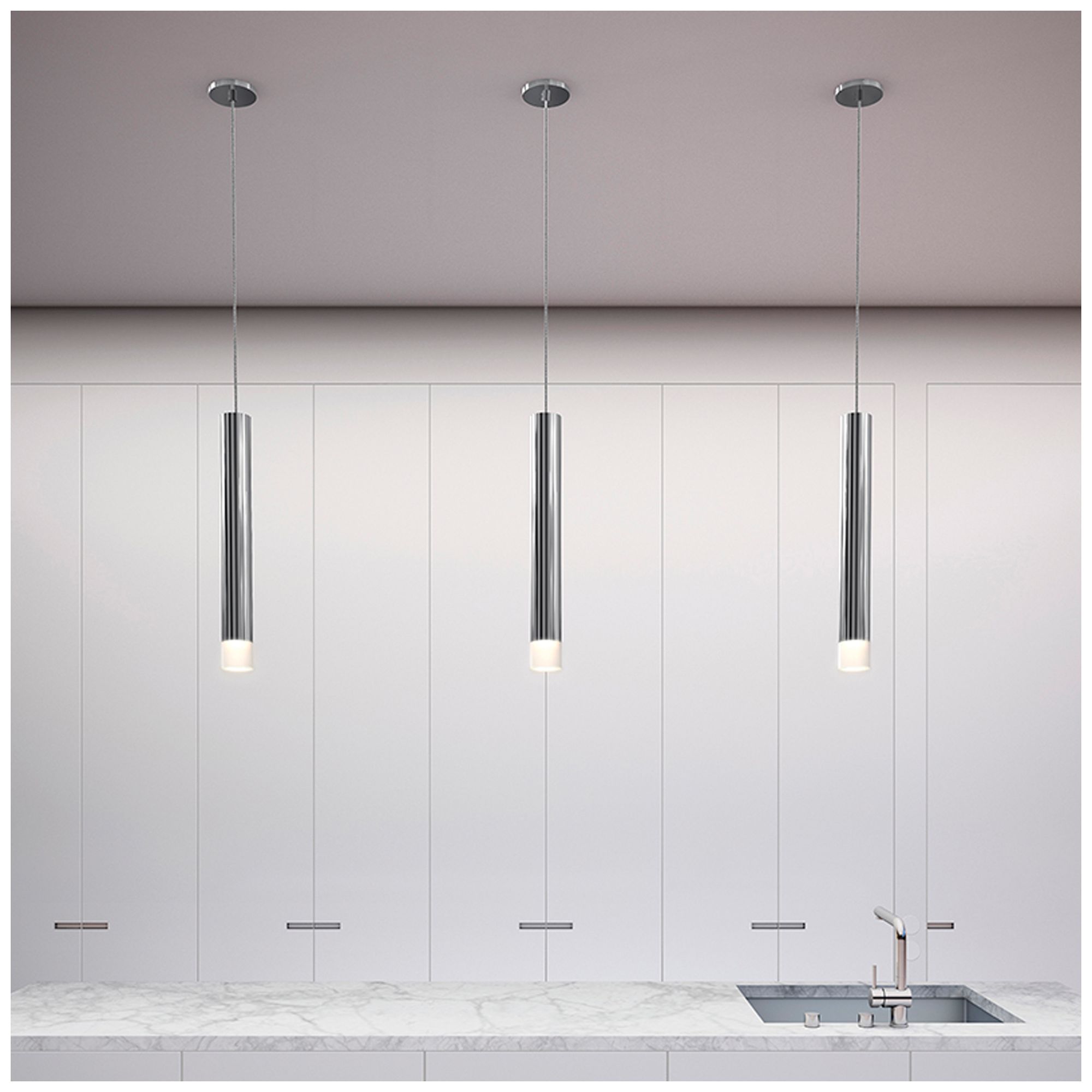 Image 2 ALC 3" Wide Polished Chrome Tall LED Pendant more views
