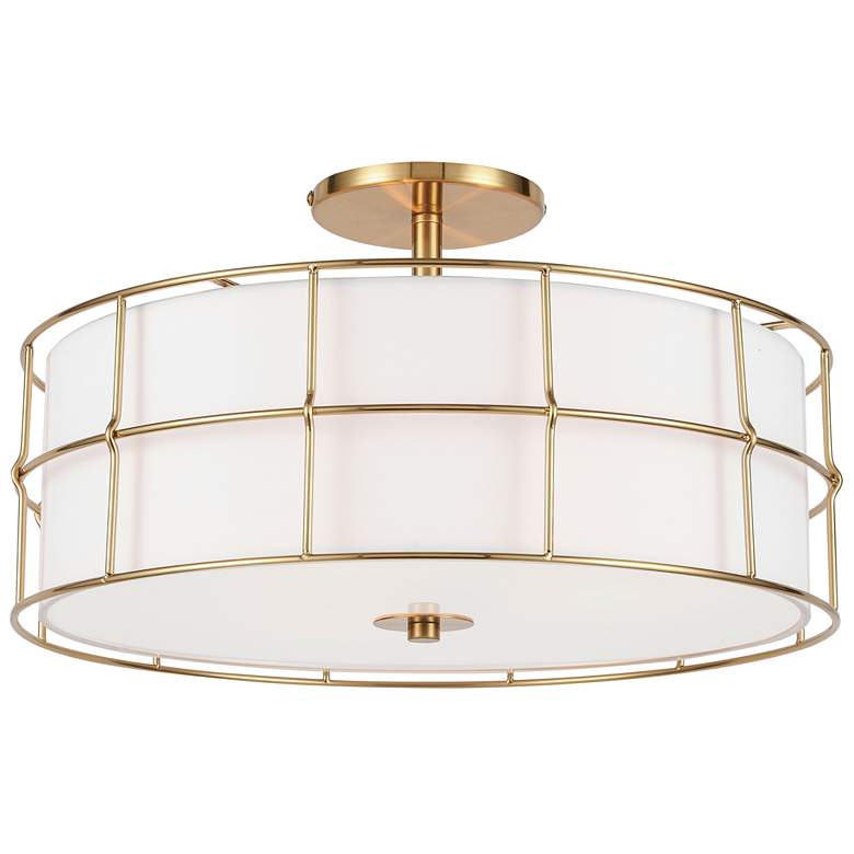Image 1 Alcala 16" Wide 3 Light Aged Brass Semi-Flush Mount