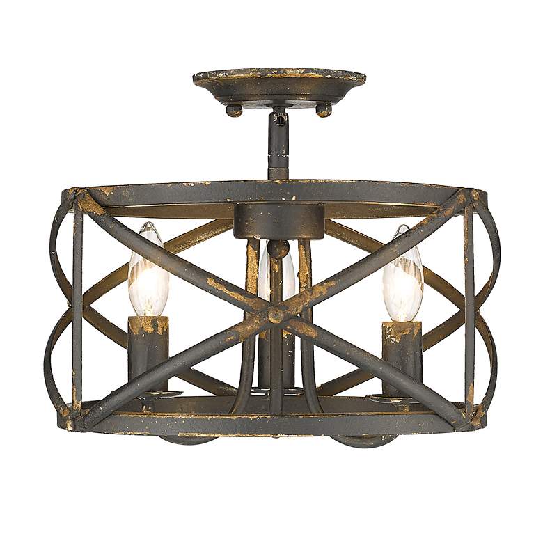 Image 3 Alcott 13 1/2" Wide Antique Black Iron 3-Light Ceiling Light more views