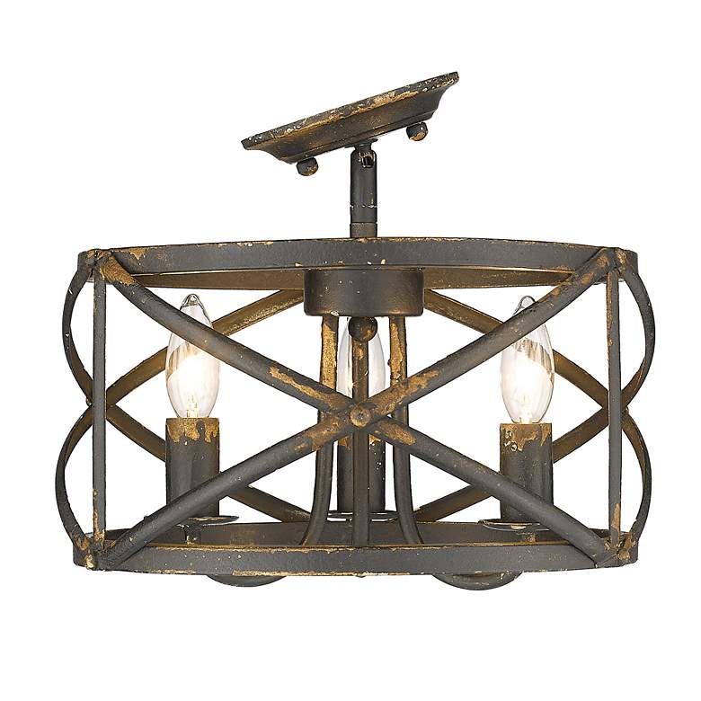 Image 4 Alcott 13 1/2" Wide Antique Black Iron 3-Light Ceiling Light more views