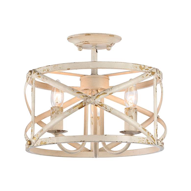 Image 3 Alcott 13 1/2" Wide Antique Ivory 3-Light Ceiling Light more views