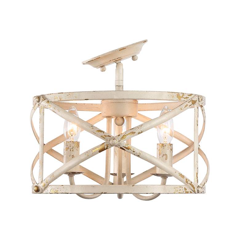 Image 4 Alcott 13 1/2" Wide Antique Ivory 3-Light Ceiling Light more views