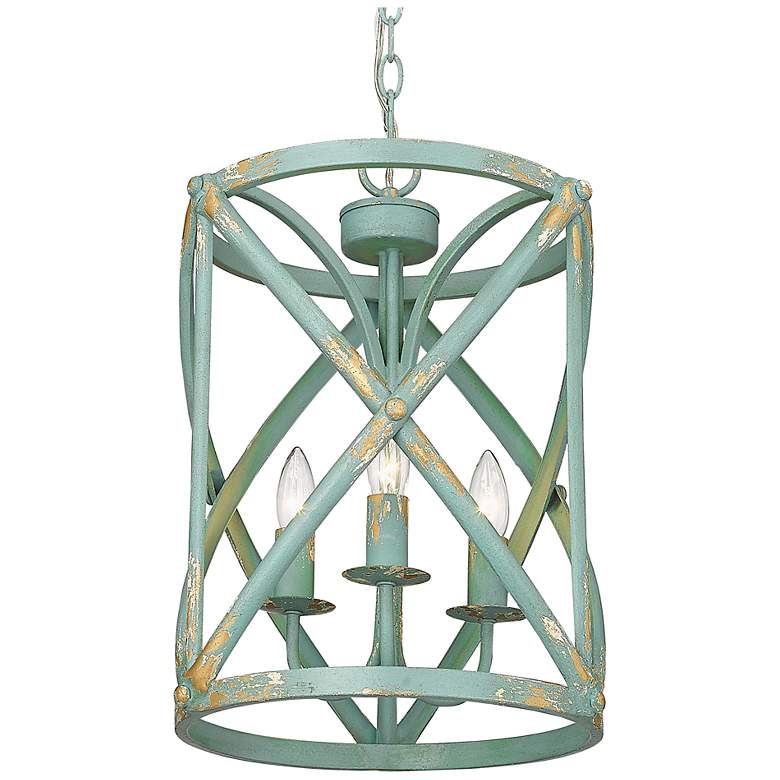 Image 2 Alcott 13" Wide Antique Teal 3-Light Pendant