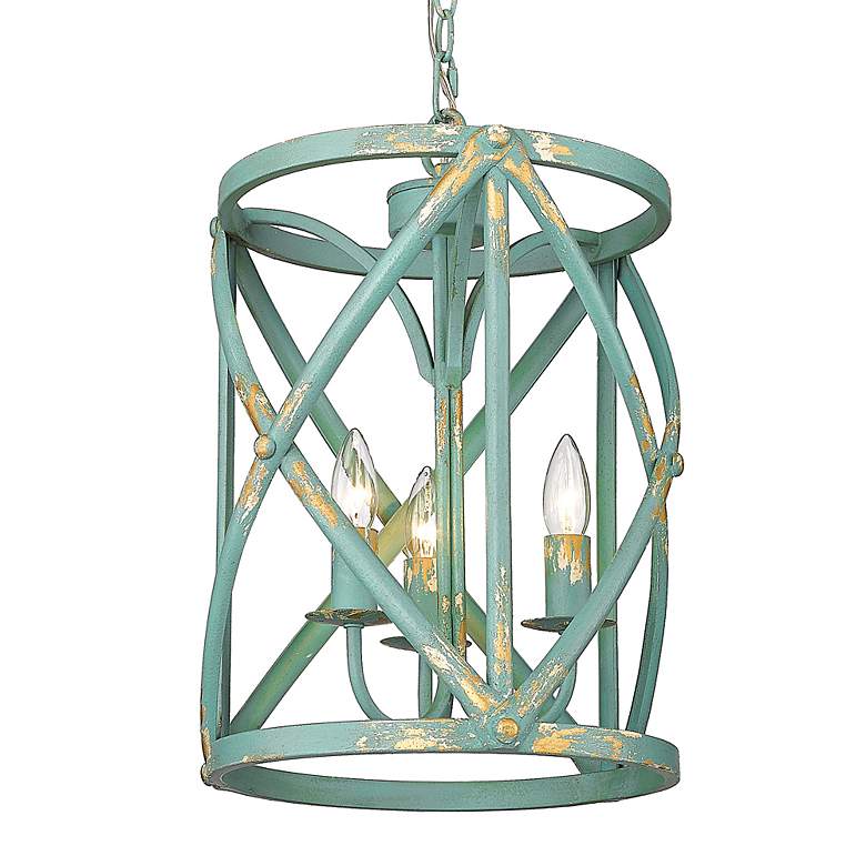 Image 5 Alcott 13" Wide Antique Teal 3-Light Pendant more views