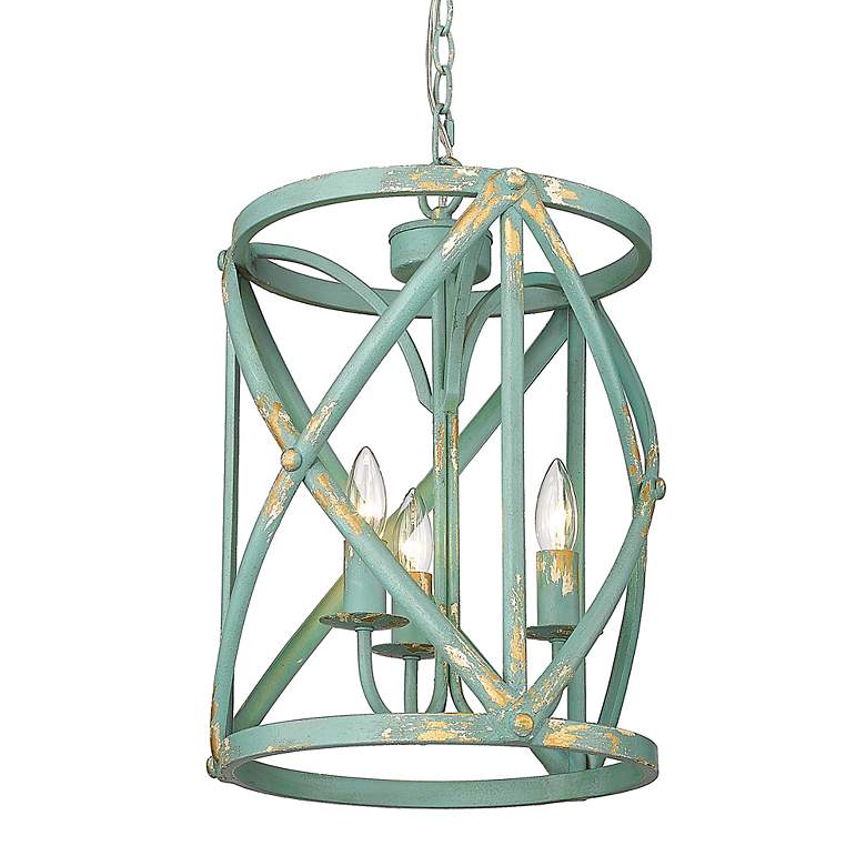 Image 6 Alcott 13" Wide Antique Teal 3-Light Pendant more views