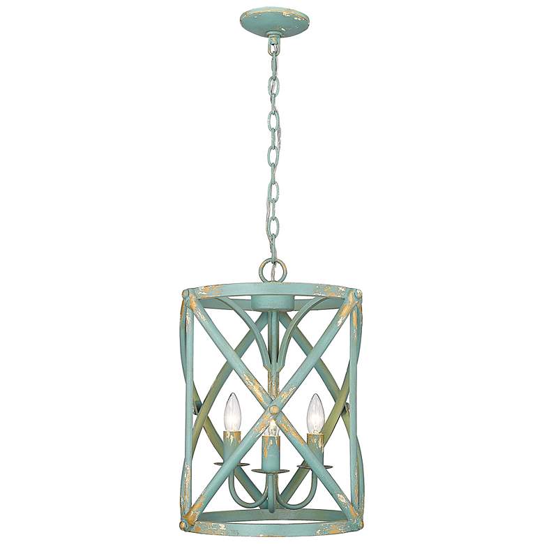 Image 7 Alcott 13" Wide Antique Teal 3-Light Pendant more views
