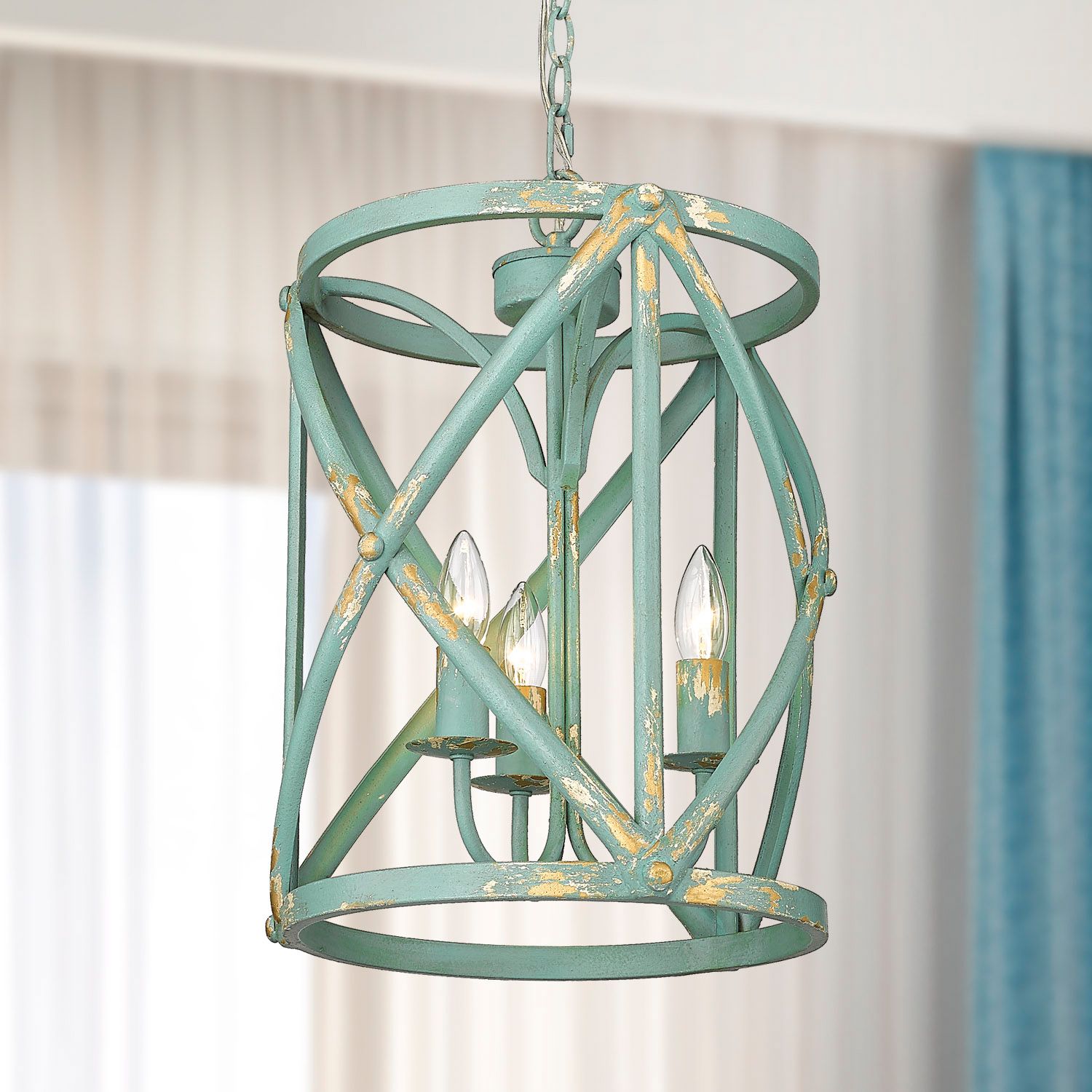 Alcott 13" Wide Antique Teal 3-Light Pendant