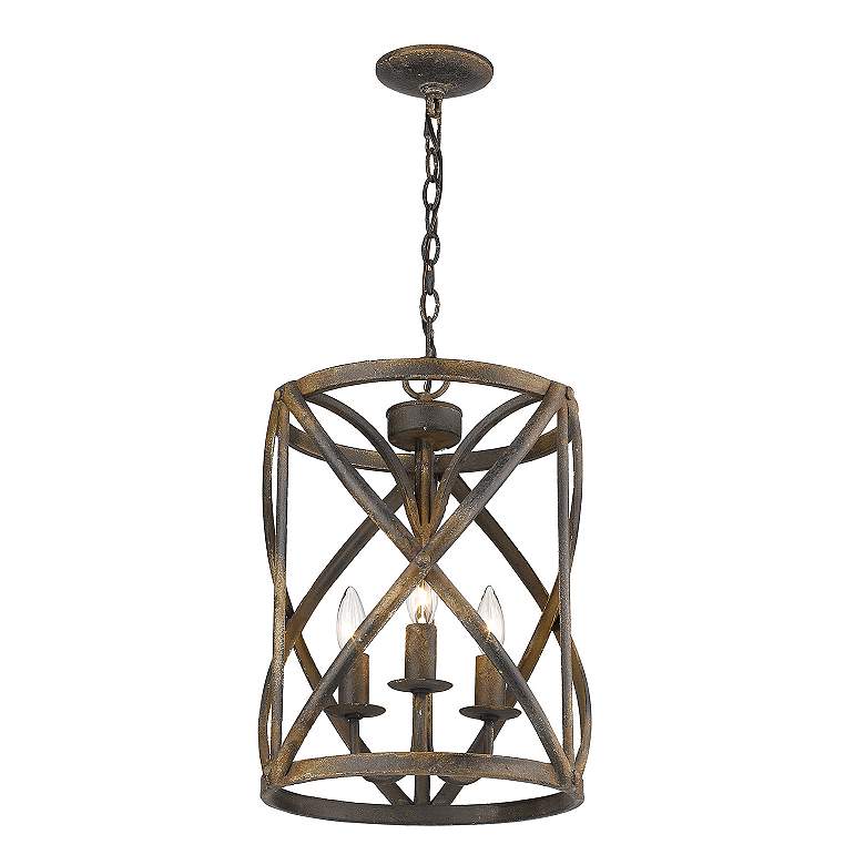 Image 3 Alcott 13 inchW Antique Black Iron 3-Light Foyer Pendant Light more views