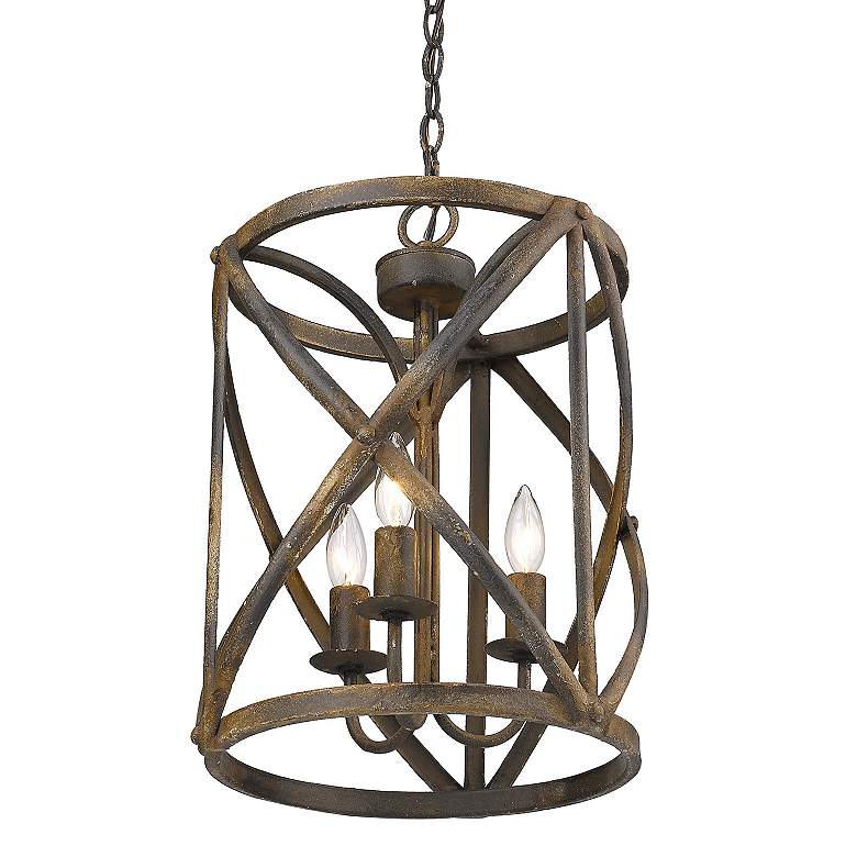 Image 4 Alcott 13"W Antique Black Iron 3-Light Foyer Pendant Light more views