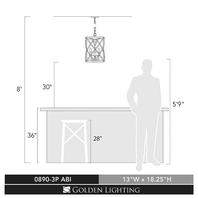 Image 7 Alcott 13"W Antique Black Iron 3-Light Foyer Pendant Light more views