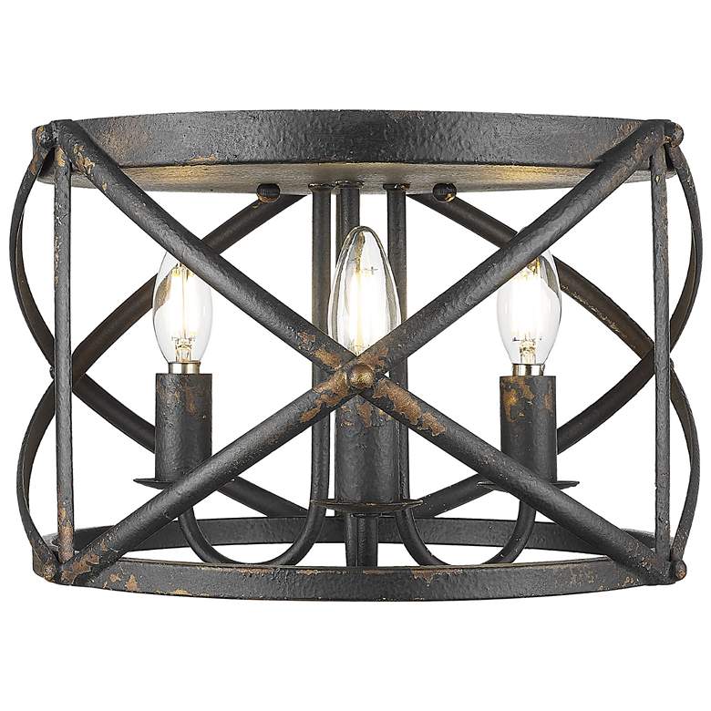 Image 1 Alcott 2 Light Flush Mount in Antique Black Iron with No Shade