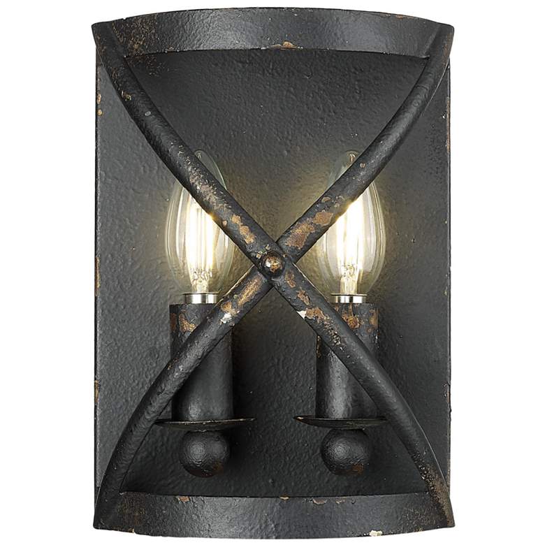 Image 1 Alcott 2 Light Wall Sconce in Antique Black Iron with No Shade