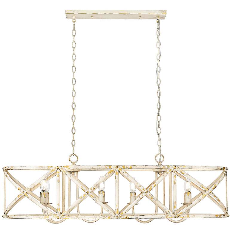 Image 2 Alcott 45" Wide Antique Ivory 8-Light Linear Pendant