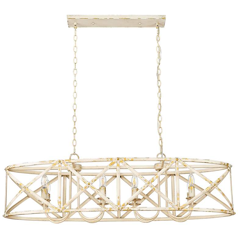 Image 3 Alcott 45" Wide Antique Ivory 8-Light Linear Pendant more views