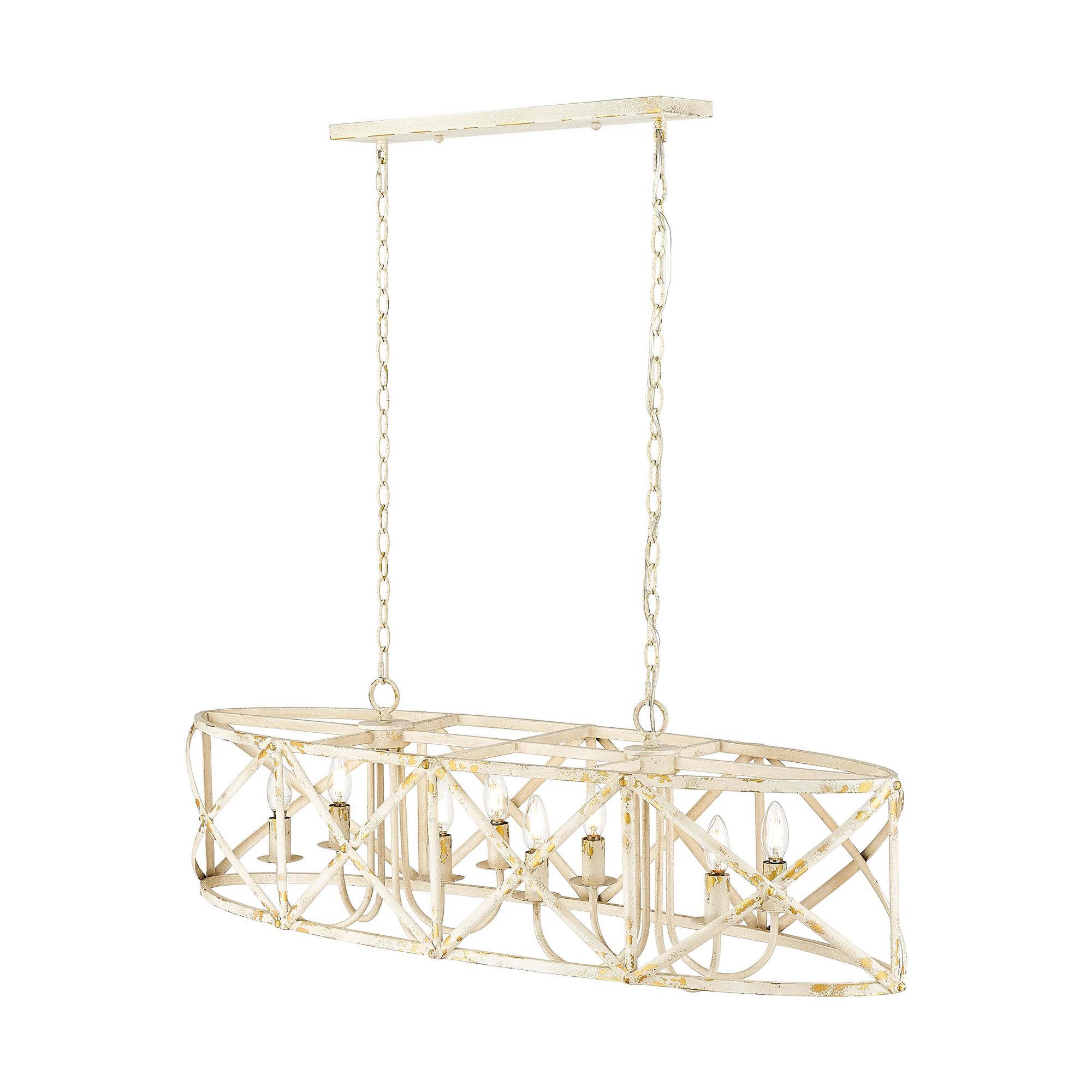 Alcott 45" Wide Antique Ivory 8-Light Linear Pendant