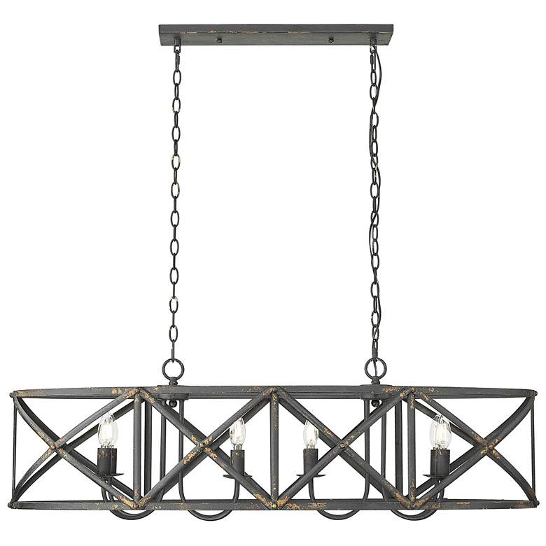 Image 1 Alcott Linear Pendant in Antique Black Iron with No Shade