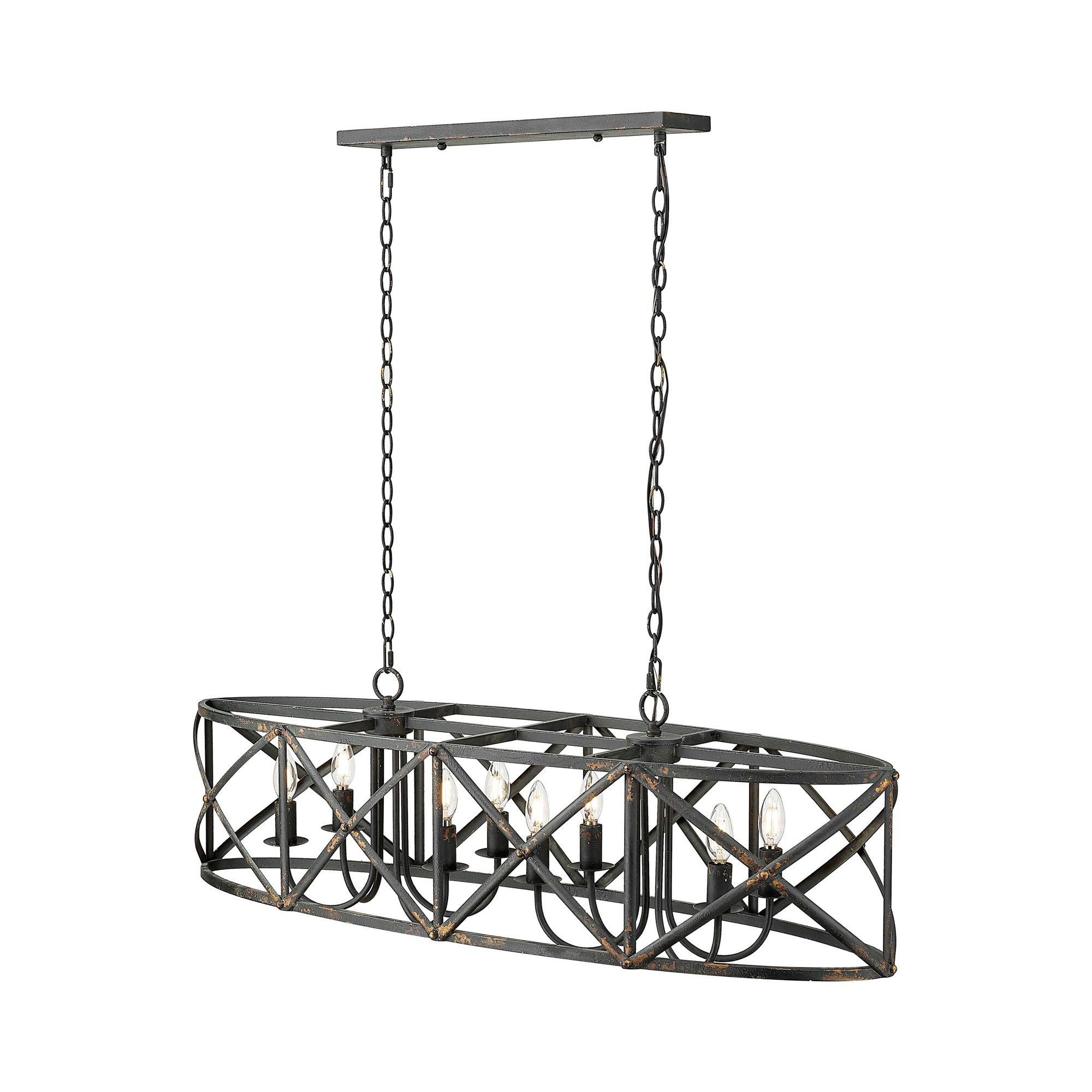 Alcott Linear Pendant in Antique Black Iron with No Shade
