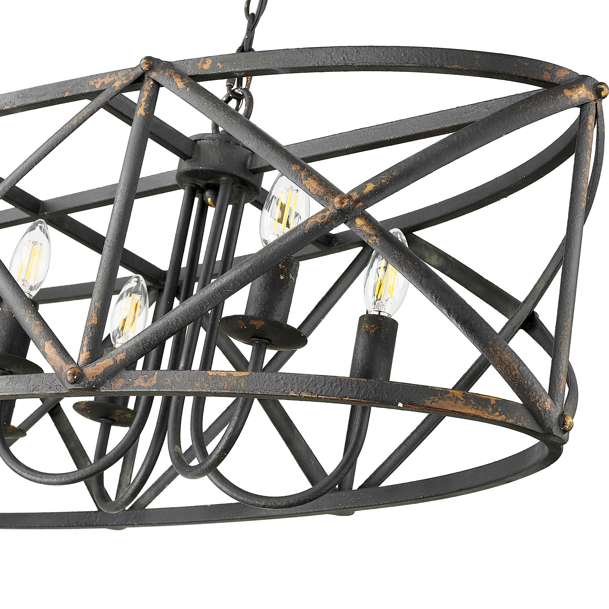 Alcott Linear Pendant in Antique Black Iron with No Shade