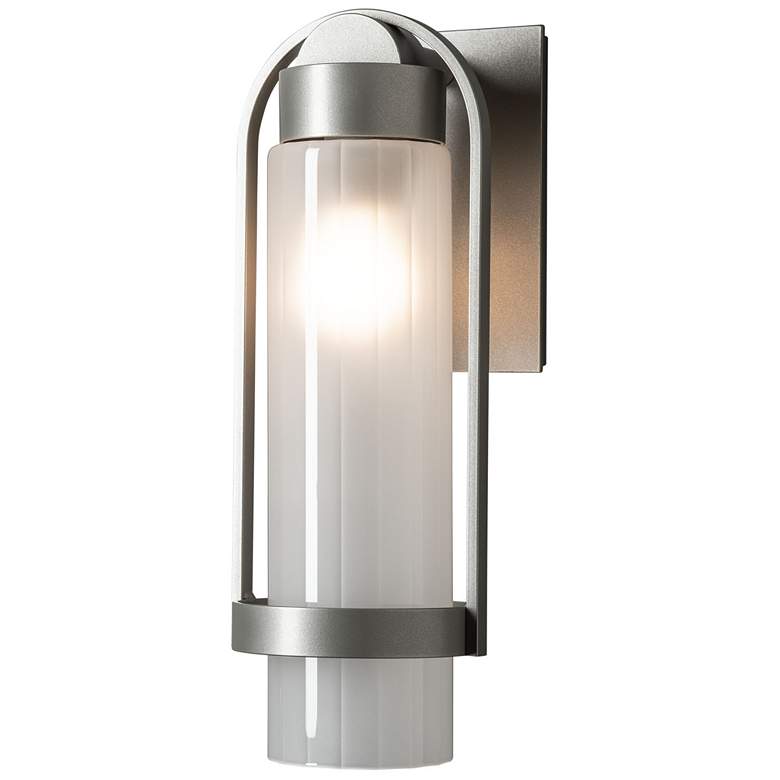 Image 1 Alcove 15.8" High Frosted Glass Coastal Burnished Steel Outdoor Sconce