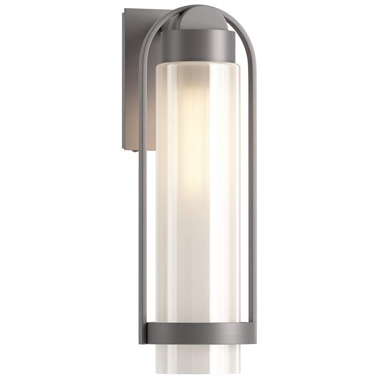 Image 1 Alcove 19.6"H Burnished Steel Medium Outdoor Sconce w/ Frost Shade