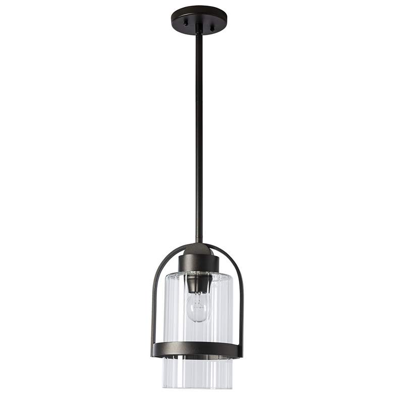 Image 1 Alcove 7.8" Wide Clear Glass Coastal Oil Rubbed Bronze Outdoor Pendant