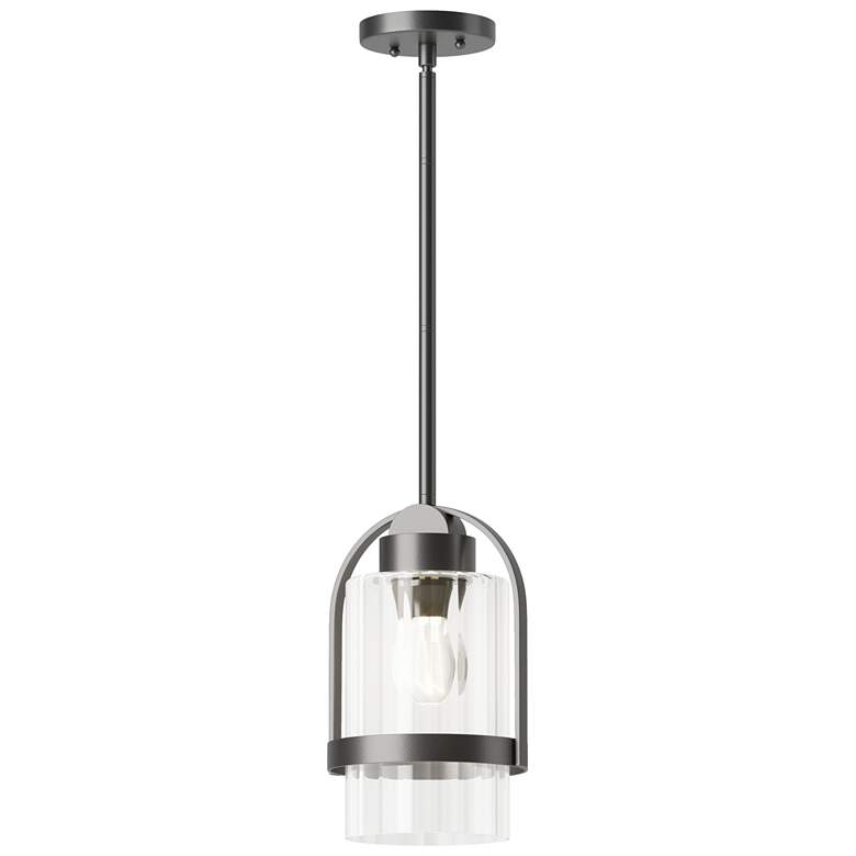 Image 1 Alcove 7.8" Wide Coastal Black Outdoor Pendant With Clear Glass Shade