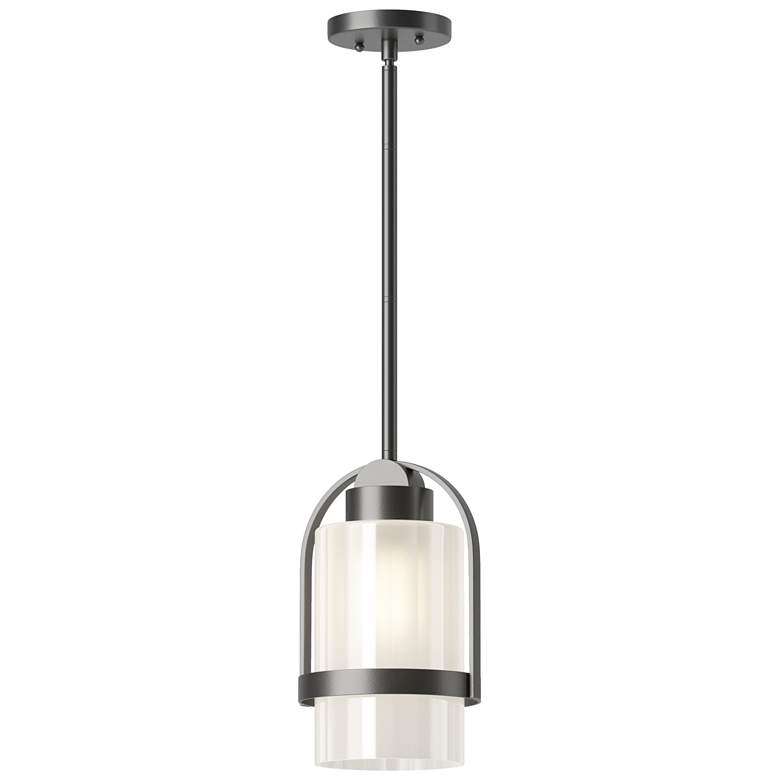 Image 1 Alcove 7.8" Wide Coastal Black Outdoor Pendant With Frosted Glass Shad