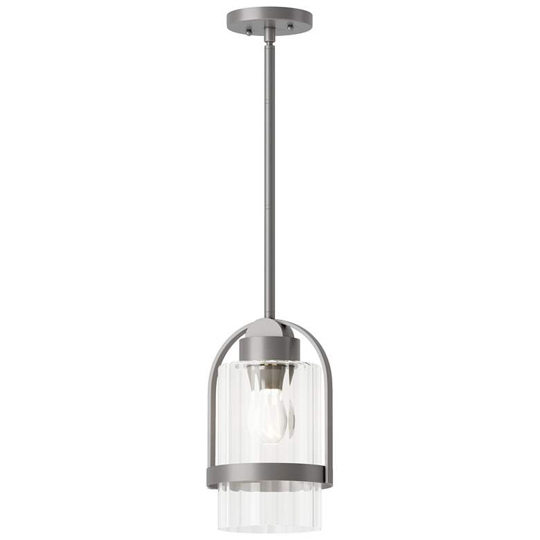 Image 1 Alcove 7.8" Wide Coastal Burnished Steel Outdoor Pendant w/ Clear Shad