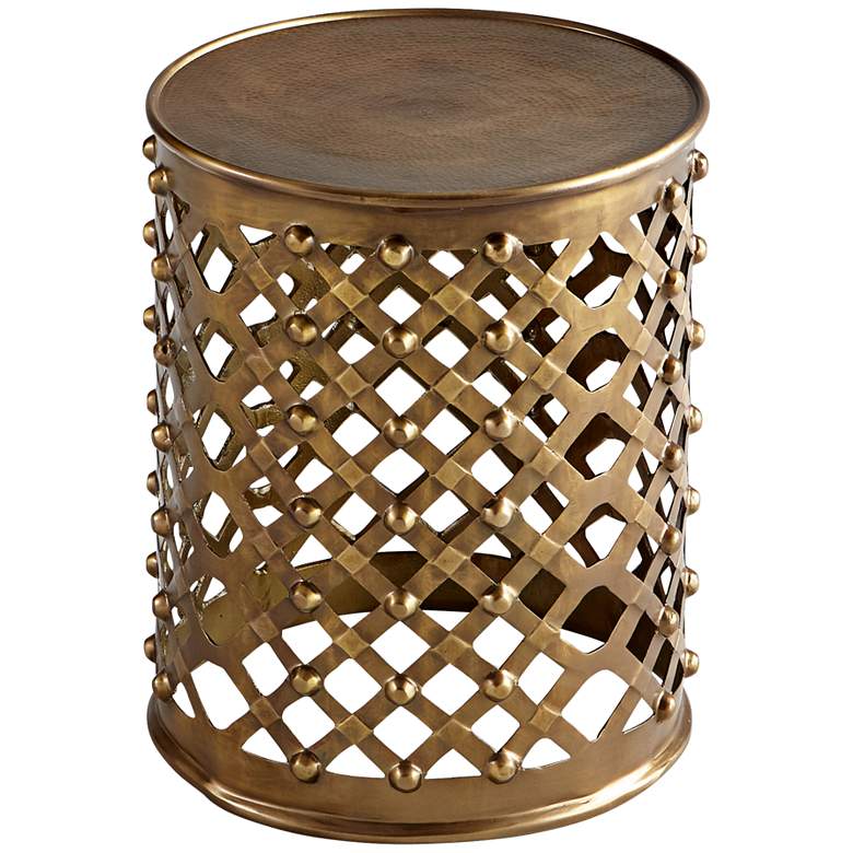 Image 1 Alden 17 inch Wide Brushed Brass Open-Weave Round Side Table