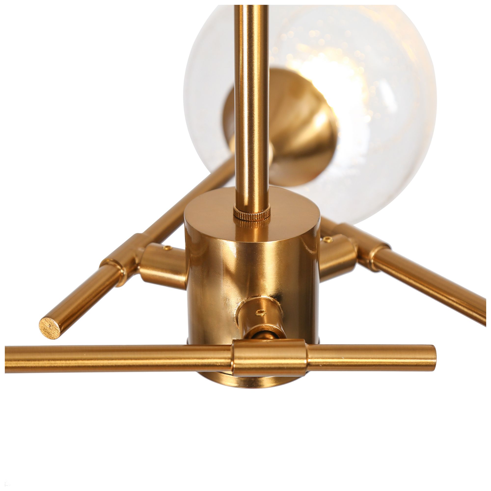 Thumbnail3 of Alden 20"W Modern Brass 3-Light Sputnik Glass Semi-flush Mount more views