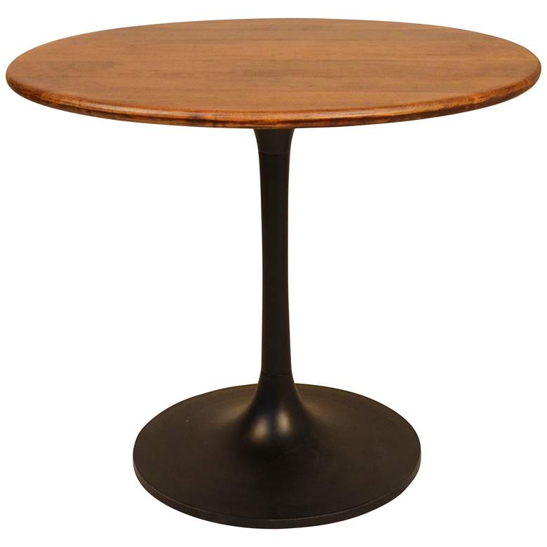 Image 1 Alden 36" Wide Elm Wood Black Metal Round Dining Table