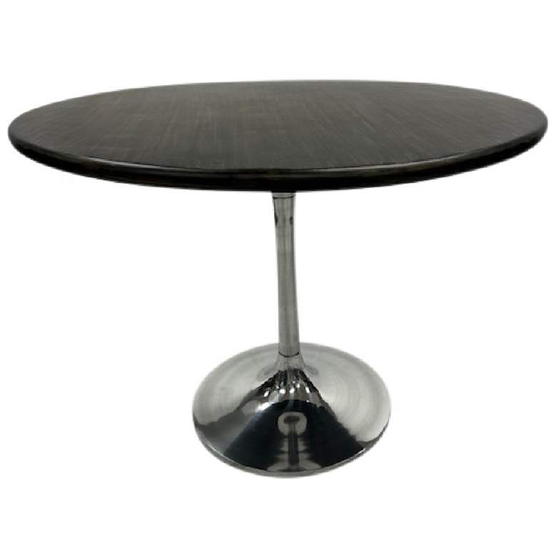 Image 1 Alden 36" Wide Warm Black Top Chrome Base Round Wood Dining Table