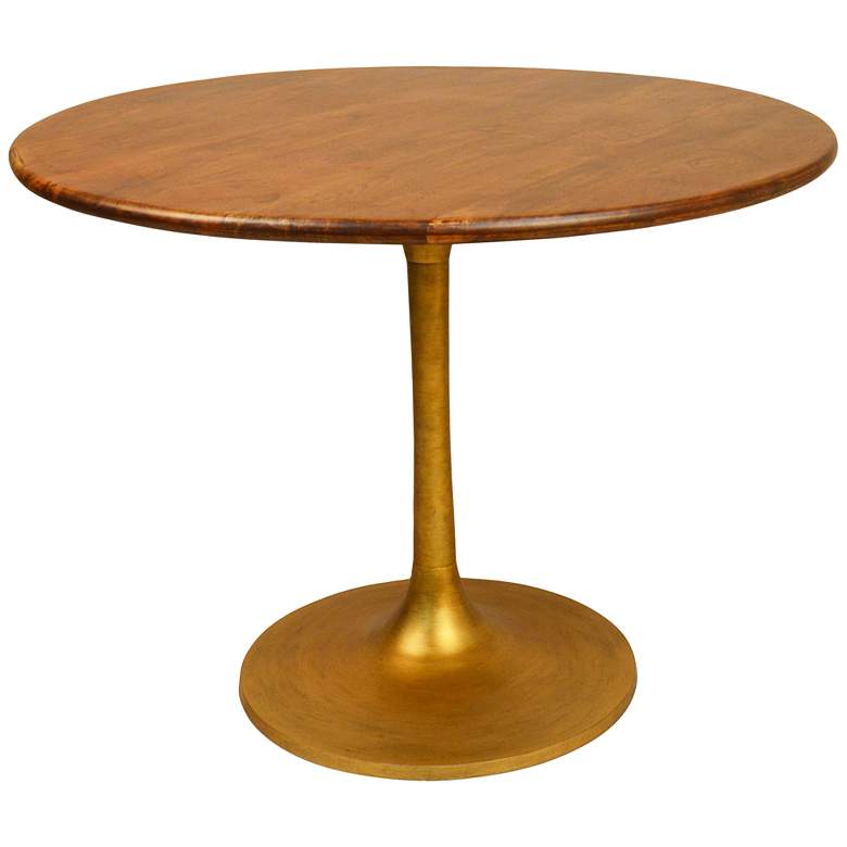 Image 1 Alden 40" Wide Elm Wood and Gold Round Tulip Dining Table