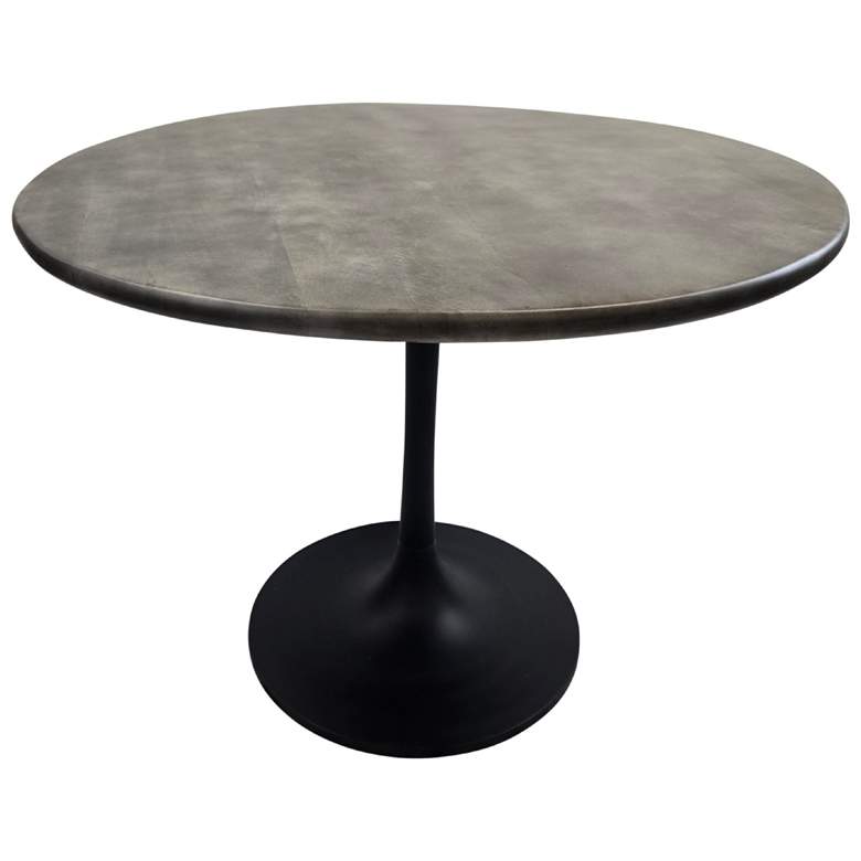 Image 1 Alden 40" Wide Fog Gray Top Black Base Round Wood Dining Table