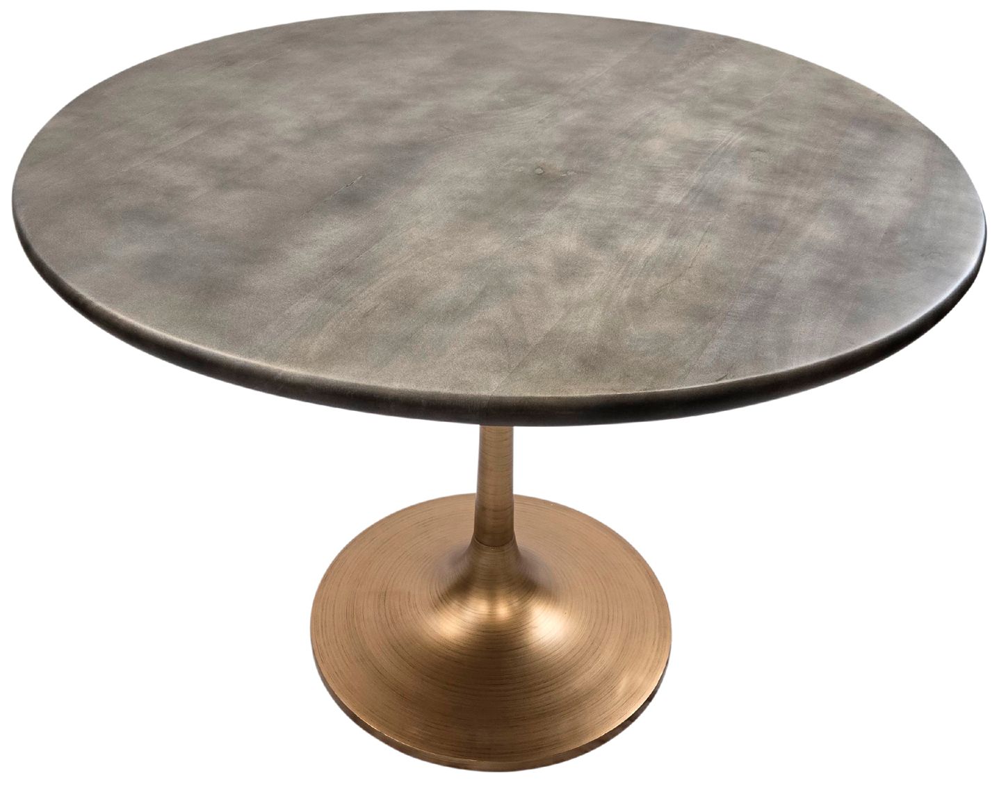 Image 2 Alden 40" Wide Fog Gray Top Gold Base Round Wood Dining Table more views