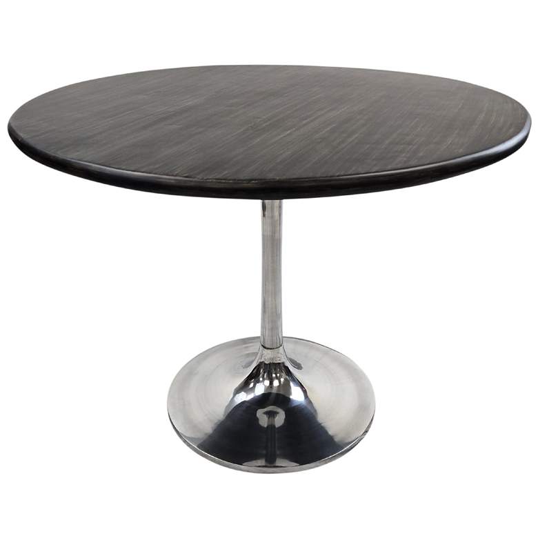 Image 1 Alden 40" Wide Warm Black Top Chrome Base Round Wood Dining Table