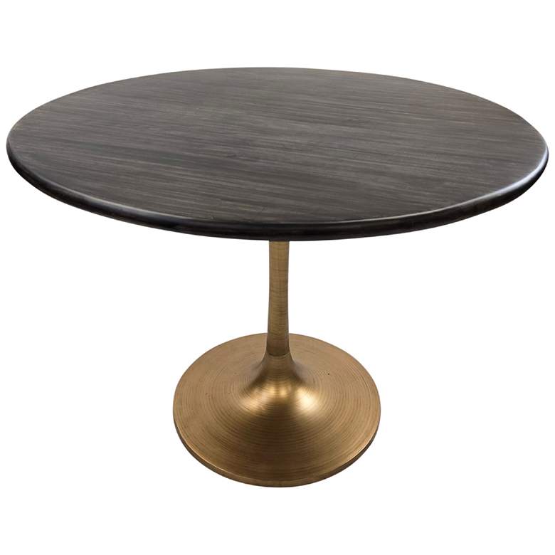 Image 1 Alden 40" Wide Warm Black Top Gold Base Round Wood Dining Table