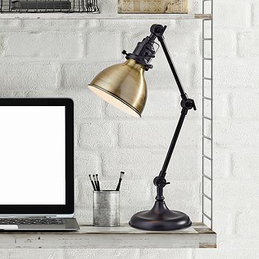 Alden Antique Bronze and Brass Adjustable Desk Lamp