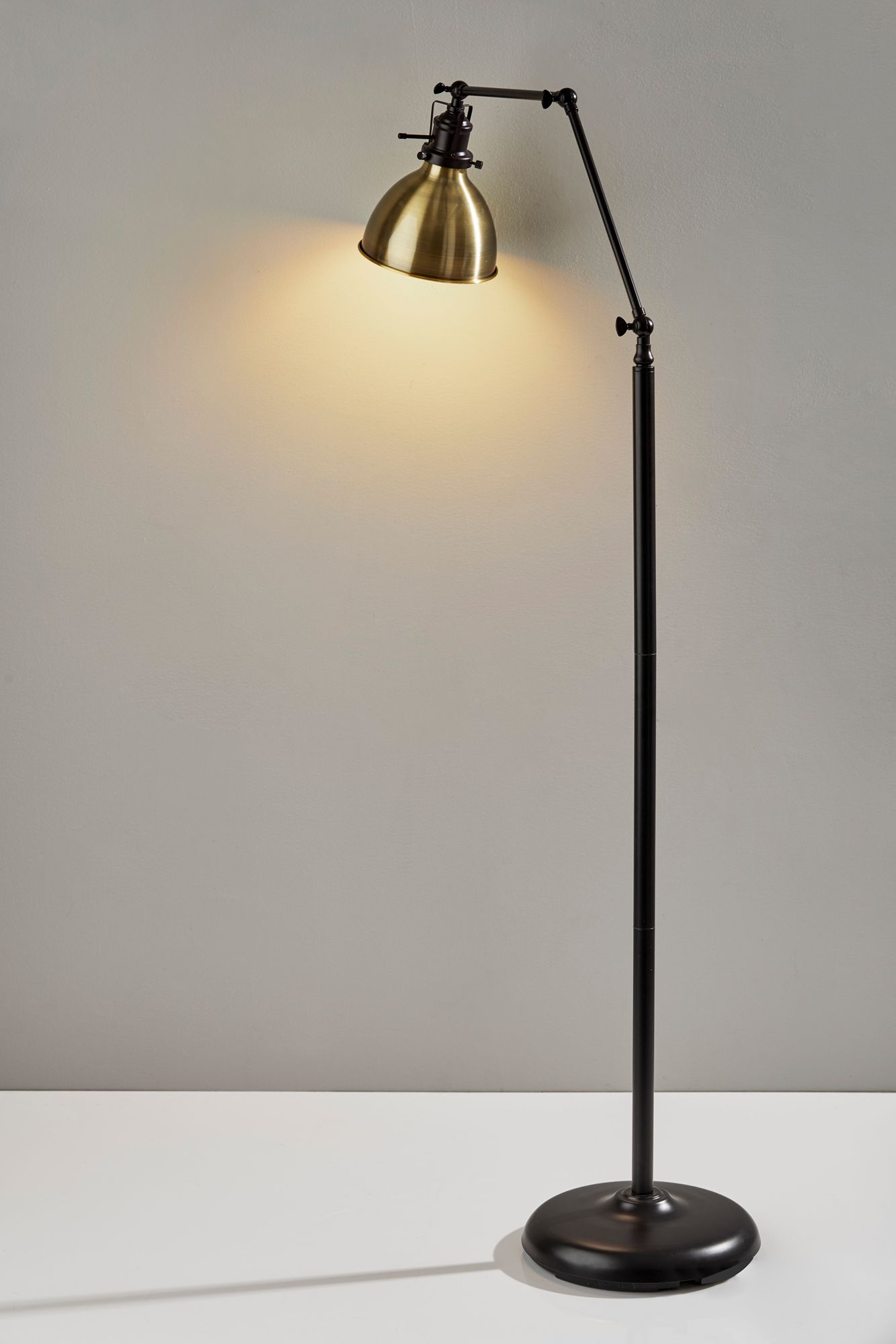 Alden Antique Bronze and Brass Adjustable Floor Lamp