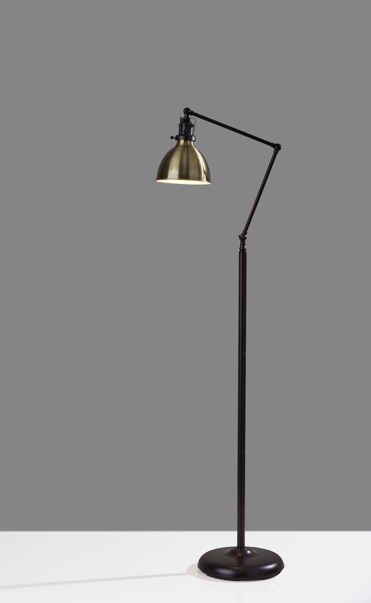 Alden Antique Bronze and Brass Adjustable Floor Lamp