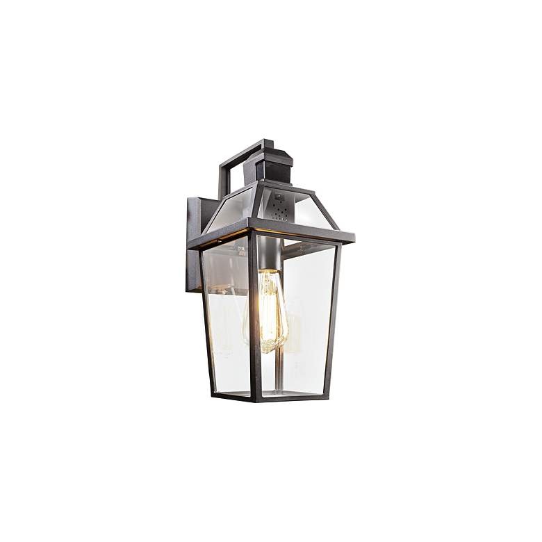 Image 1 Alden Collection 14" High Black Motion Sensor Outdoor Wall Light