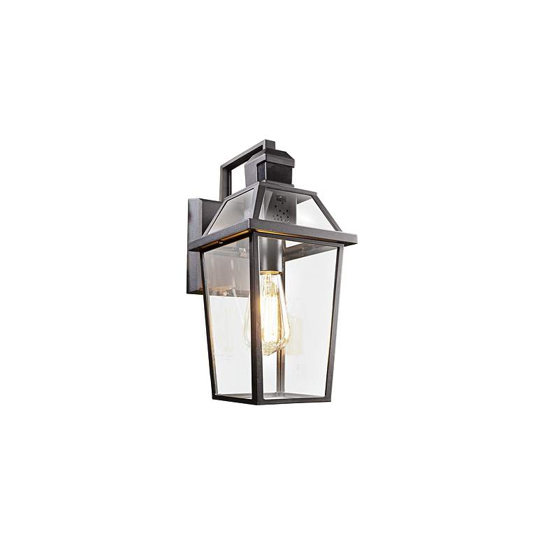 Image 1 Alden Collection 14 inch High Black Motion Sensor Outdoor Wall Light