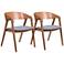 Alden Dark Gray Fabric and Walnut Modern Dining Chairs Set of 2