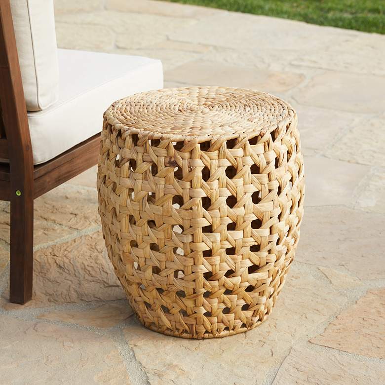 Image 1 Alder Water Hyacinth Cane Weave Indoor-Outdoor Accent Table