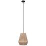 Alderney 12" Wide Black Pendant With Brown Textile Thread Shade