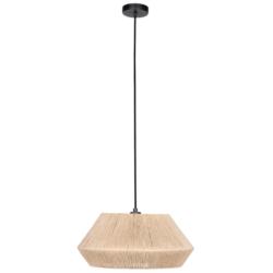 Alderney 19&quot; Wide Black Pendant Light With Brown Textile Thread Shade