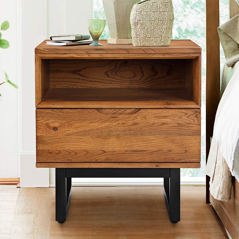 Image 2 Aldo 24" Wide Brown Single-Drawer Nightstand