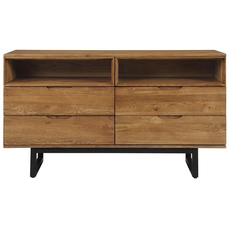 Image 1 Aldo Dresser with 4 Drawers in Brown Oak Wood and Black Metal Legs