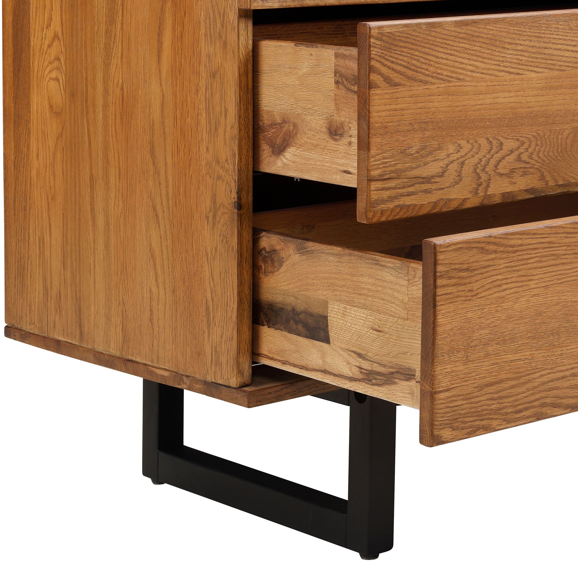 Image 4 Aldo Dresser with 4 Drawers in Brown Oak Wood and Black Metal Legs more views